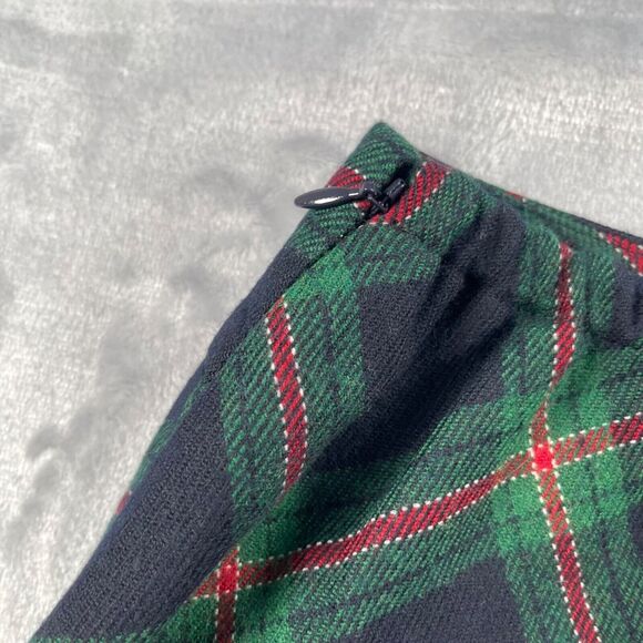Talbots Skirt 12WP Navy Green Red Plaid Wool Blend Pencil Lined Stretch Waist - Picture 5 of 13